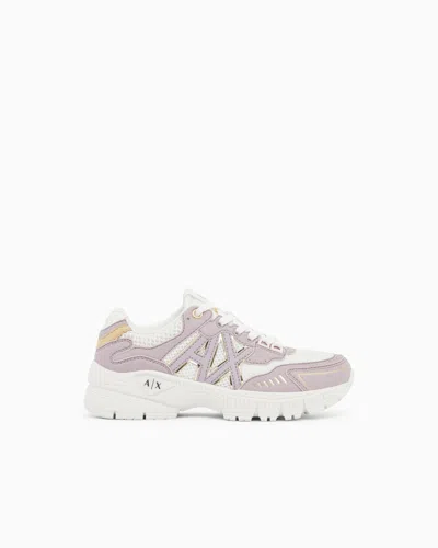 Armani Exchange Sneakers In Mesh And Nylon With Rubber Sole In Purple
