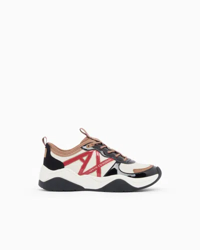 Armani Exchange Sneakers In Mesh With Patent And Microsuede Details In Multi