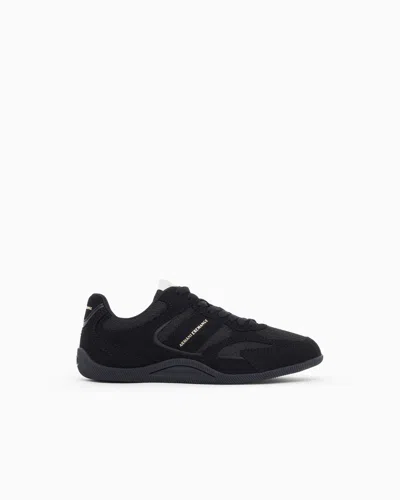 Armani Exchange Sneakers In Microsuede And Mesh In Black