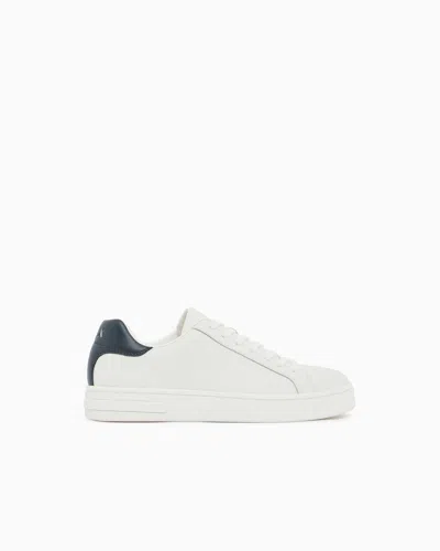 Armani Exchange Sneakers Split Leather With Cotton Lining In White