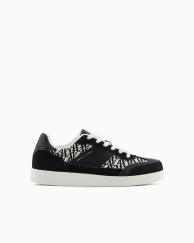 Armani Exchange Sneakers With Allover Logo Inserts In Black