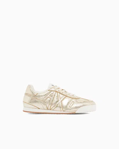 Armani Exchange Sneakers With Crackle Finish In Goldfarben