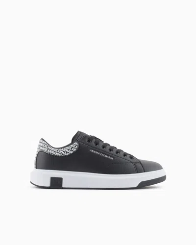 Armani Exchange Sneakers With Logo Insert On The Heel In Black
