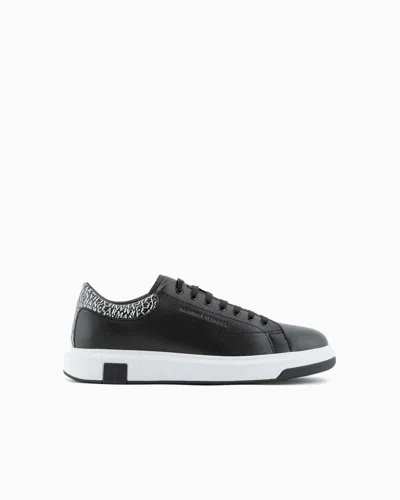 Armani Exchange Sneakers With Logo Insert On The Heel In Black