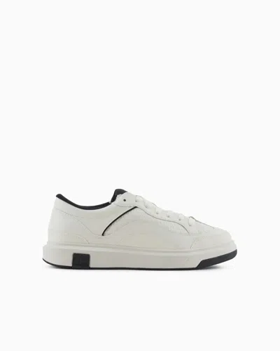 Armani Exchange Sneakers With Tone-on-tone Monogram Upper In White