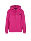 Armani Exchange Soft Fleece Hoodie With Monogram Logo Patch In Pink