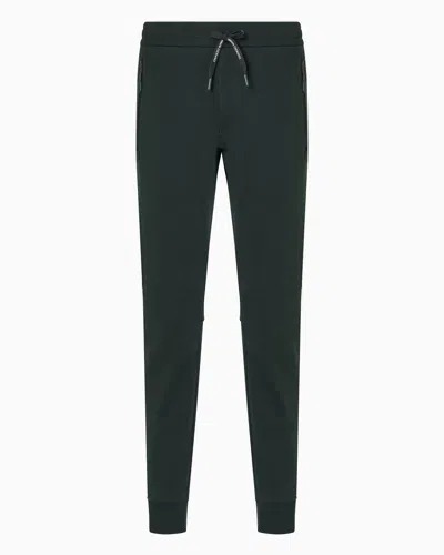 Armani Exchange Soft Yarn Jogger Pants With Logo In Green