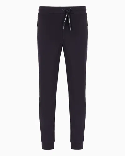 Armani Exchange Soft Yarn Jogger Pants With Logo In Navy Blue