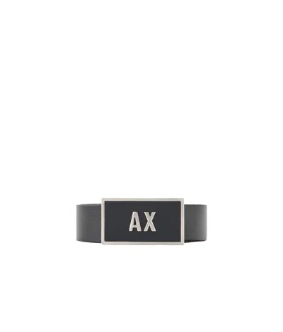 Armani Exchange Square Buckle Belt In Black