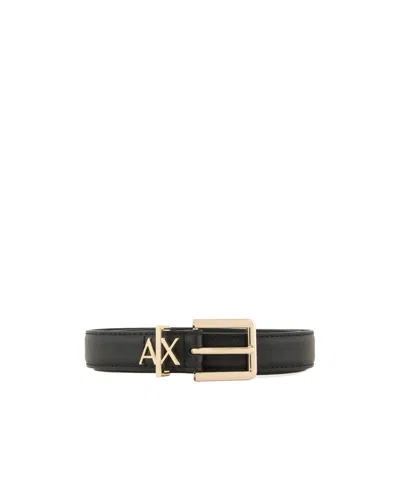 Armani Exchange Square Buckle Belt In Black