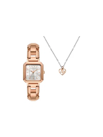 Armani Exchange Square Face Set 27mm In Gold