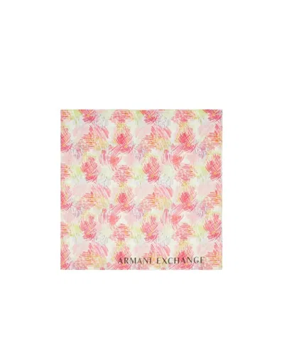 Armani Exchange Square Printed Scarf In Pink