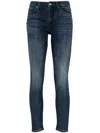 Armani Exchange Stonewashed Distressed Tapered Jeans In Blue