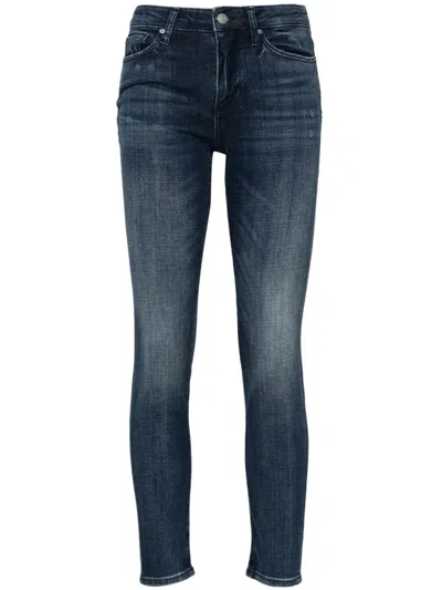 Armani Exchange Stonewashed Distressed Tapered Jeans In Blue