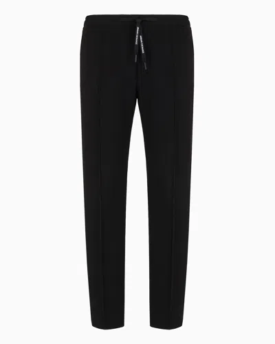 Armani Exchange Straight Fit Trousers In Textured Fabric In Black