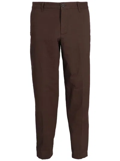 Armani Exchange Straight-leg Cotton Chinos In Brown