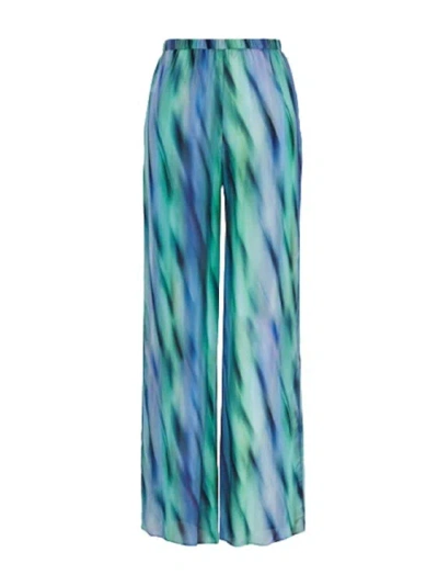 Armani Exchange Abstract-print Lightweight Straight Trousers In Blue