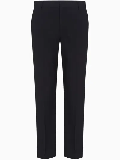 Armani Exchange Straight-leg Tailored Trousers In Black