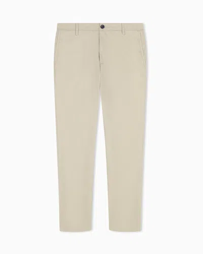 Armani Exchange Straight-leg Chinos In Stretch Cotton Satin Essential In Beige