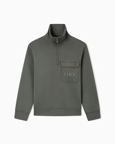 Armani Exchange Stretch Bonded Cotton Sweatshirt In Gray