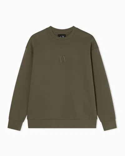 Armani Exchange Stretch Bonded Cotton Sweatshirt In Green