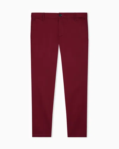 Armani Exchange Stretch Cotton Chinos In Burgundy