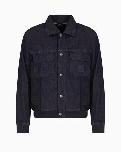 Armani Exchange Stretch Cotton Denim Jacket In Blue