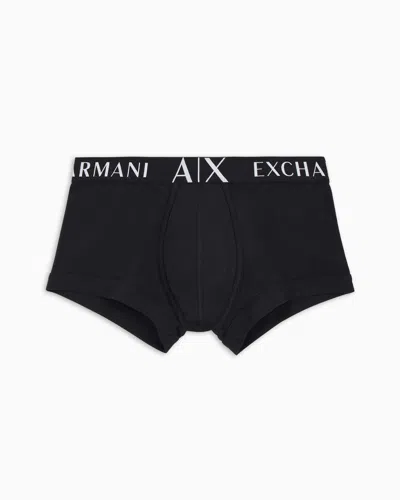 Armani Exchange Stretch Fabric Boxer Shorts In Black