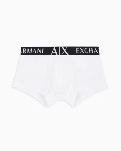Armani Exchange Stretch Fabric Boxer Shorts In White