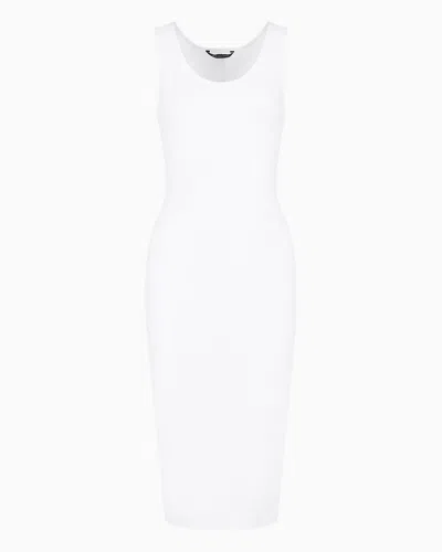 Armani Exchange Stretch Fabric Sheath Dress In Bianco Chiari E Naturali