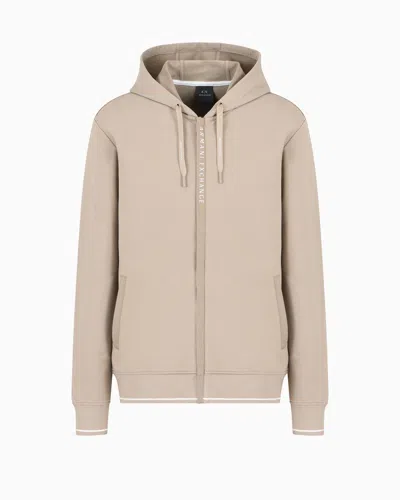 Armani Exchange Stretch Fabric Zip-up Sweatshirt In Beige