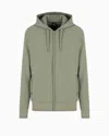 Armani Exchange Stretch Fabric Zip-up Sweatshirt In Green