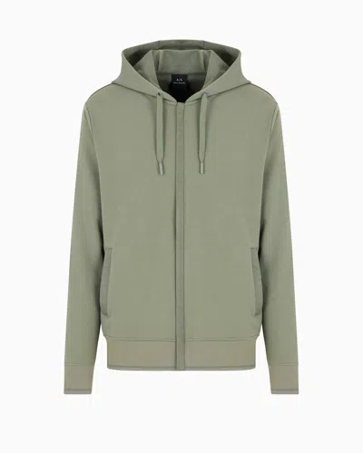 Armani Exchange Stretch Fabric Zip-up Sweatshirt In Light Green