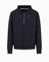 Armani Exchange Stretch Fabric Zip-up Sweatshirt In Navy_blue