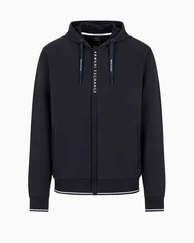 Armani Exchange Stretch Fabric Zip-up Sweatshirt In Navy_blue