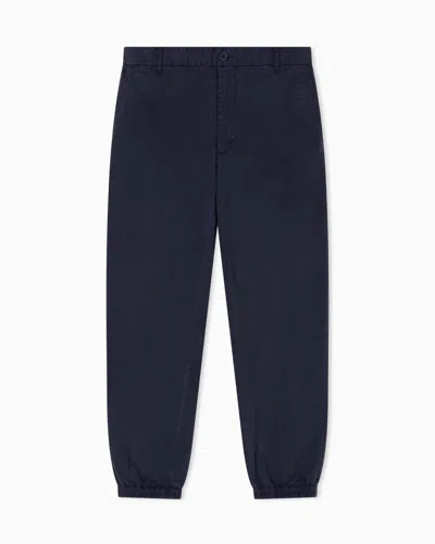 Armani Exchange Stretch Twill Trousers In Blue