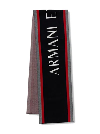 Armani Exchange Stripe-detail Scarf In Black