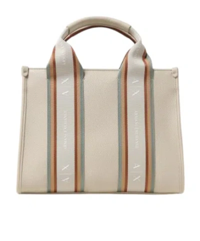 Armani Exchange Stripe-detail Tote Bag In Brown