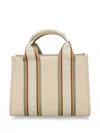 Armani Exchange Stripe-detail Tote Bag In Beige