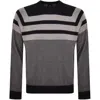 ARMANI EXCHANGE ARMANI EXCHANGE STRIPE KNIT SWEATSHIRT NAVY