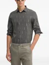 Armani Exchange Striped Buttoned Shirt In Gray