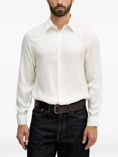 Armani Exchange Striped Buttoned Shirt In White