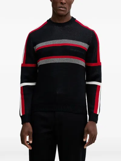 Armani Exchange Striped Crew-neck Sweater In Multi