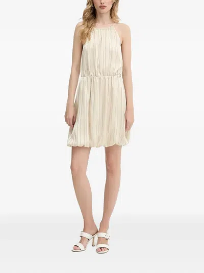 Armani Exchange Striped Halterneck Mini Day Dress In Neutral