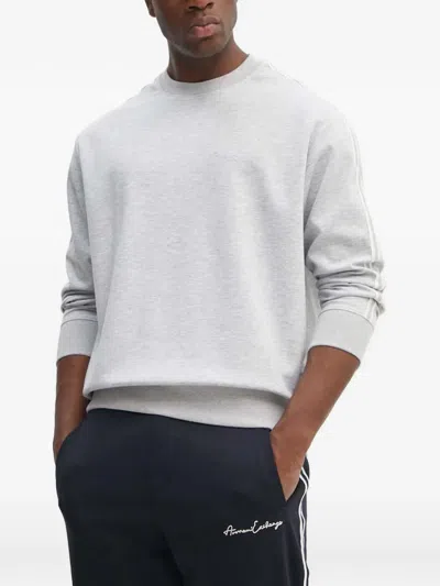Armani Exchange Striped Logo-detail Sweatshirt In Gray