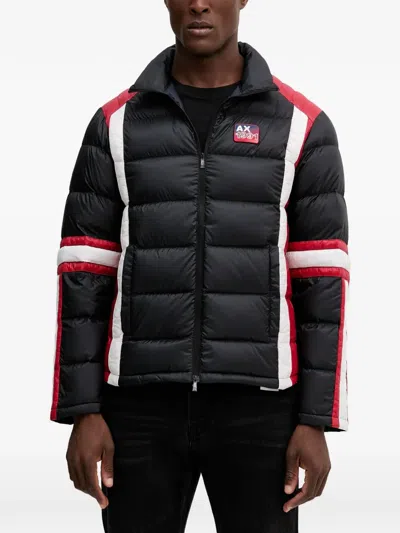 Armani Exchange Striped Padded Jacket In Black