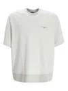 Armani Exchange Striped-pattern Logo-print T-shirt In Gray