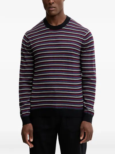 Armani Exchange Striped-pattern Round-neck Sweater In Multi