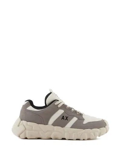 Armani Exchange Striped-pattern Sneakers In Gray