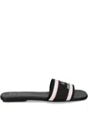 Armani Exchange Striped Slides In Black
